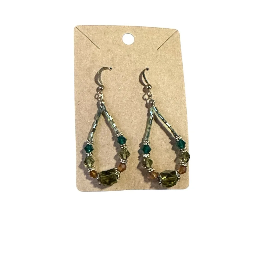 NEW novelty fashion EARRINGS dangle beads browns‎ greens